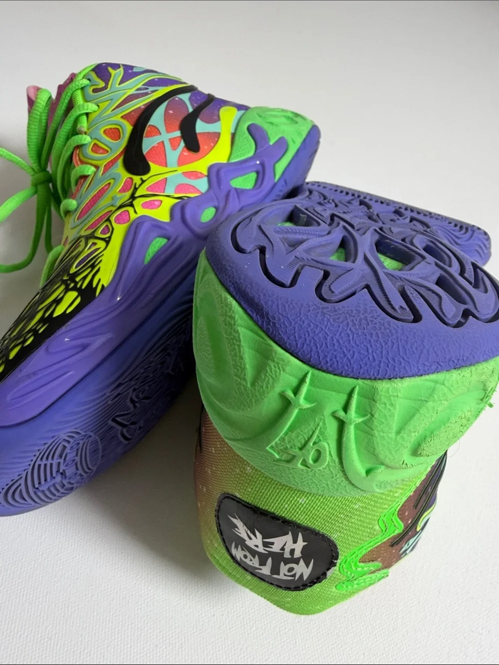 Nike Kids Green Neon Multi-Color Graphic Sneakers